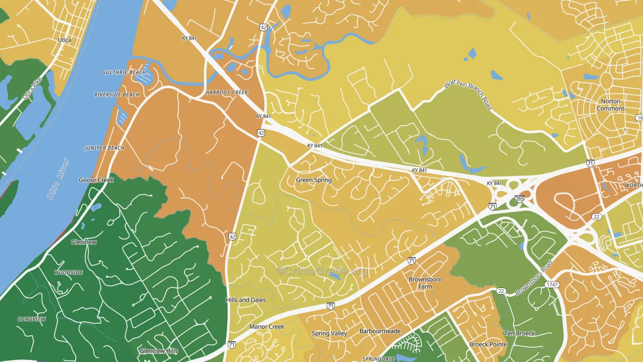 Green Spring, KY Map of Murder Rates