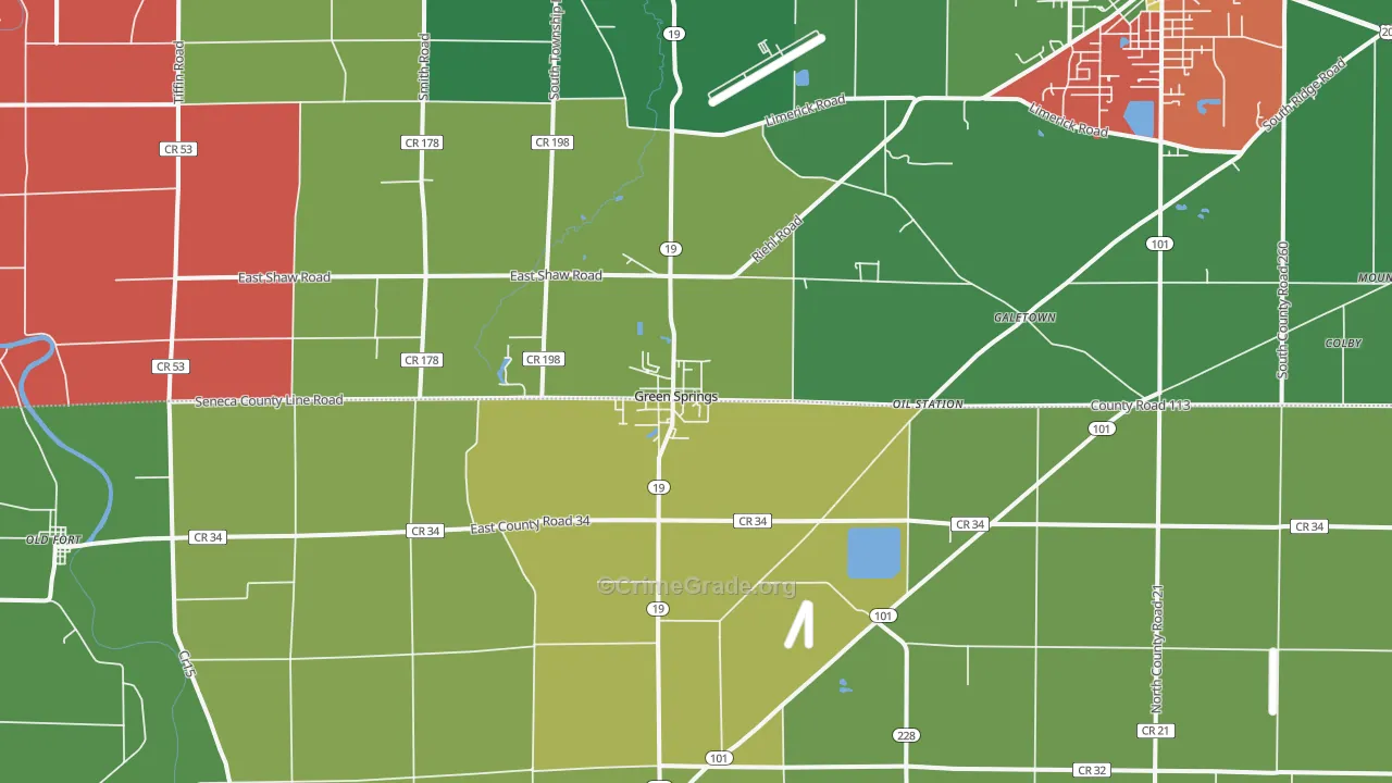 Green Springs, OH Map of Murder Rates