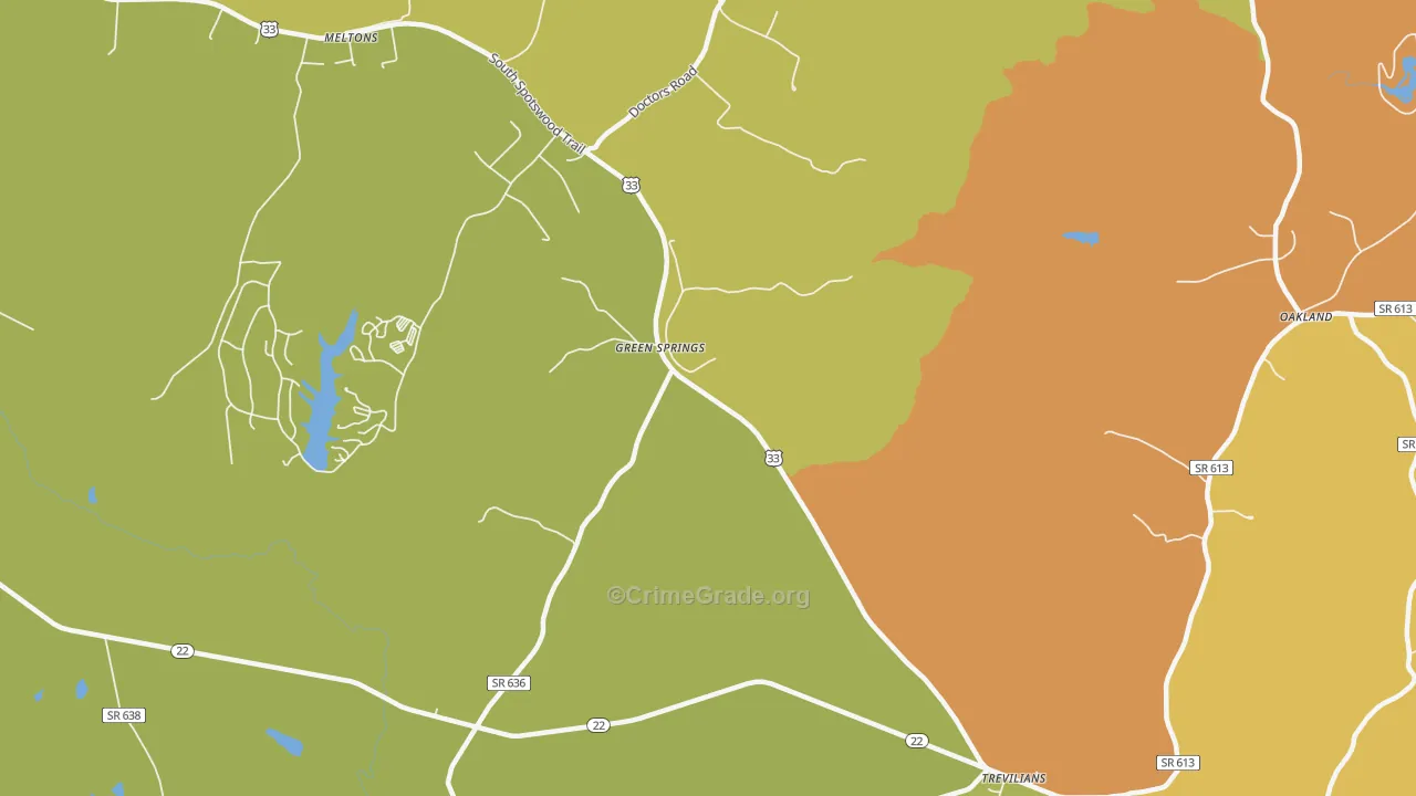 Green Springs, VA Map of Murder Rates