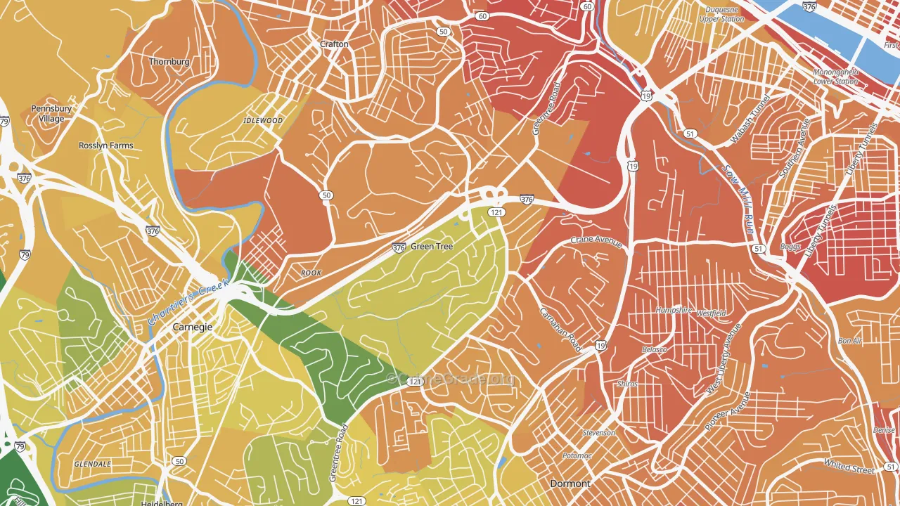 Green Tree, PA Map of Murder Rates