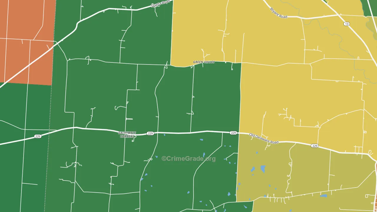 Green Valley, OH Map of Murder Rates