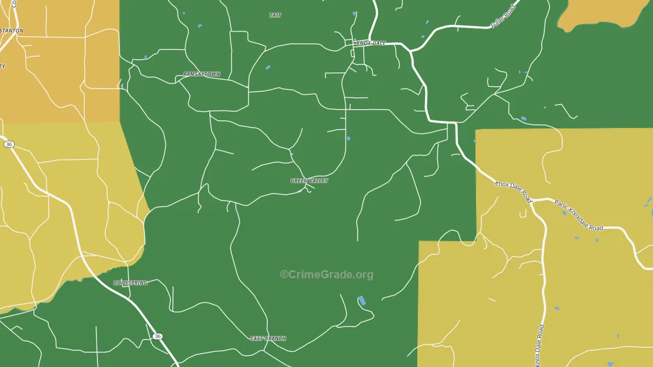 Green Valley, PA Map of Murder Rates