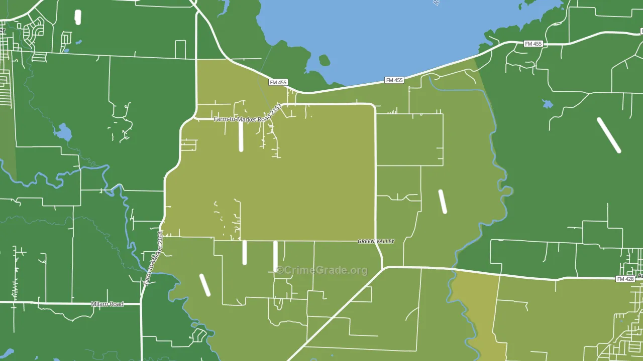 Green Valley, TX Map of Murder Rates
