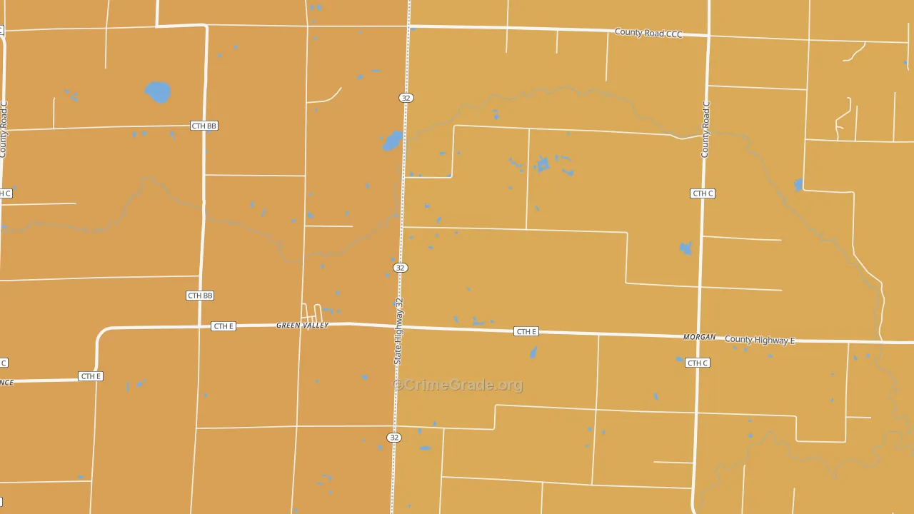 Green Valley, WI Map of Murder Rates