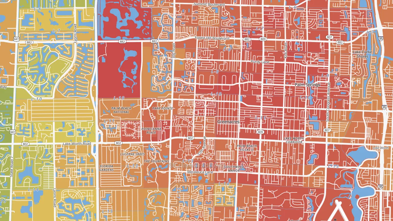 Greenacres, FL Map of Murder Rates
