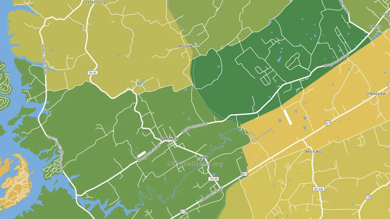 Greenback, TN Map of Murder Rates