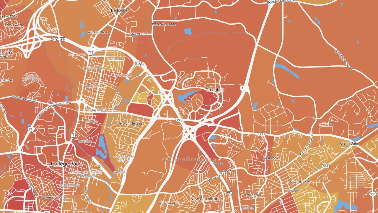 Greenbelt, MD Map of Murder Rates