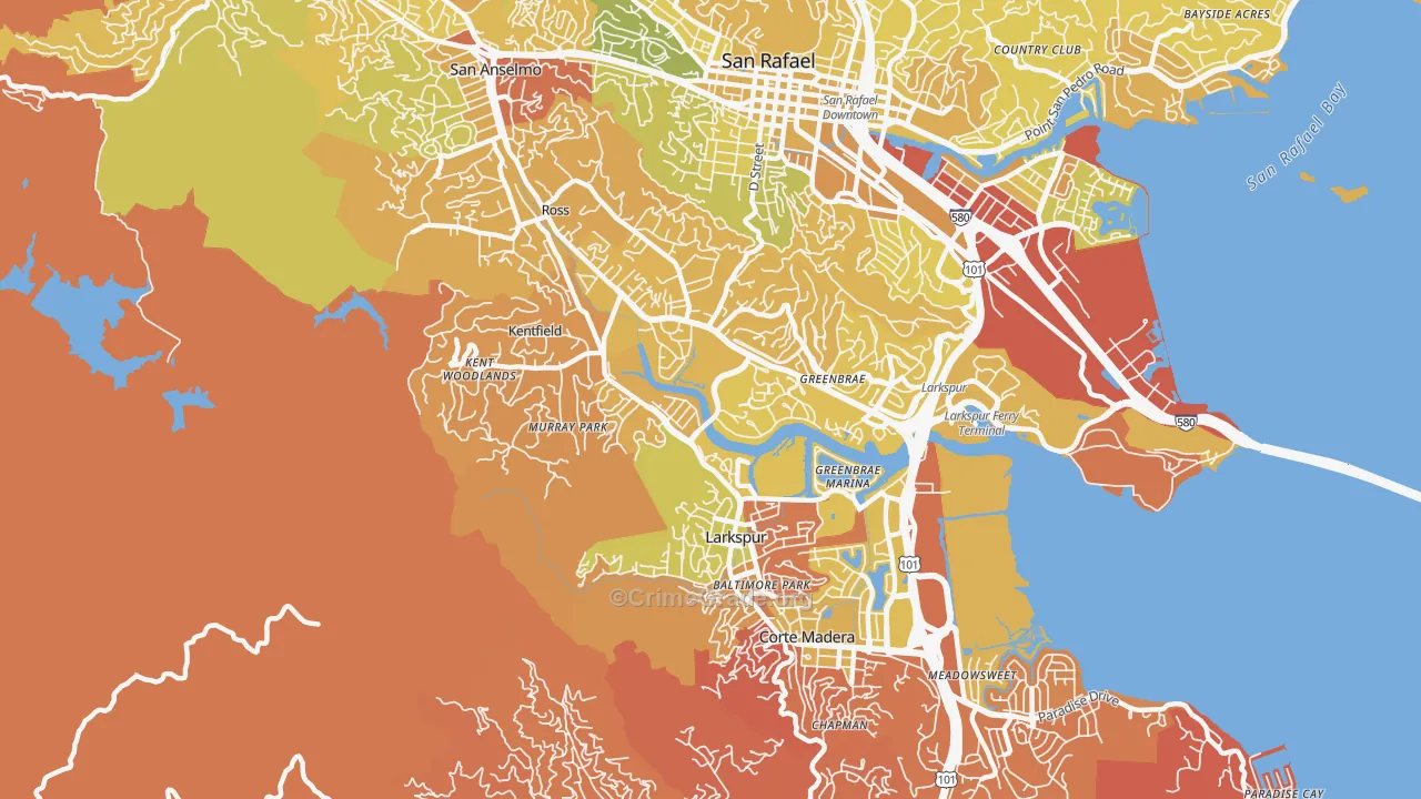 Greenbrae, CA Map of Murder Rates