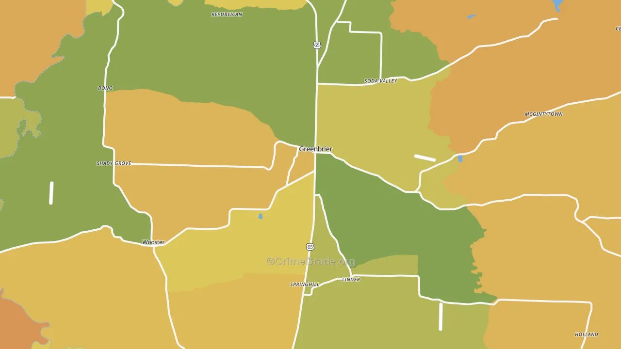 Greenbrier, AR Map of Murder Rates