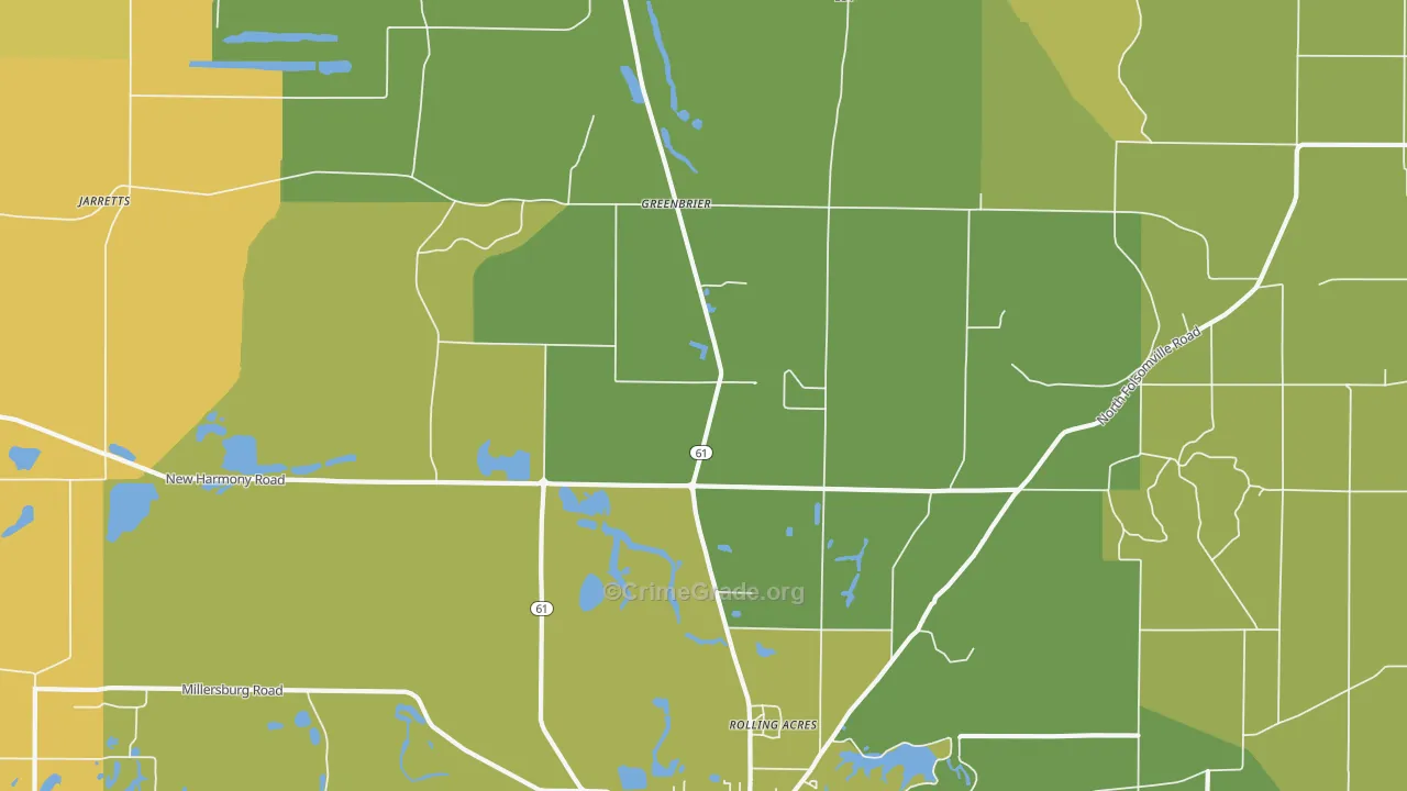Greenbrier, IN Map of Murder Rates