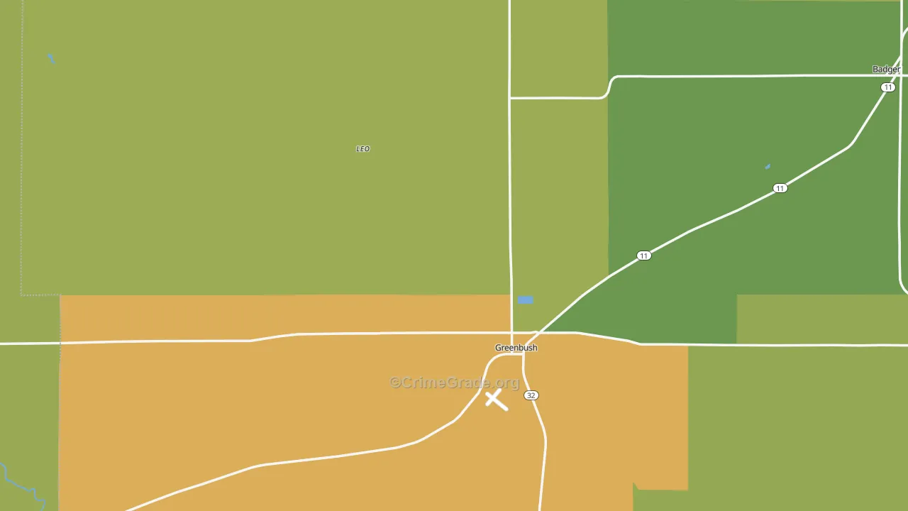 Greenbush, MN Map of Murder Rates
