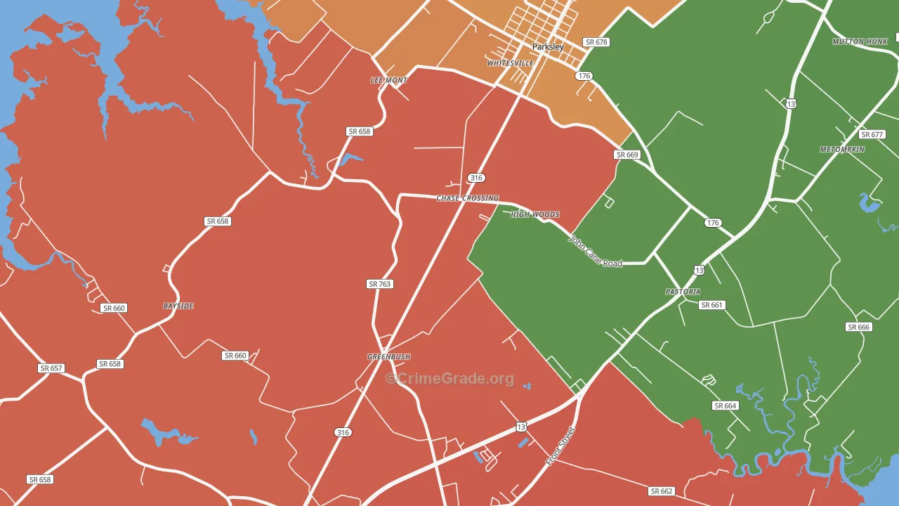 Greenbush, VA Map of Murder Rates