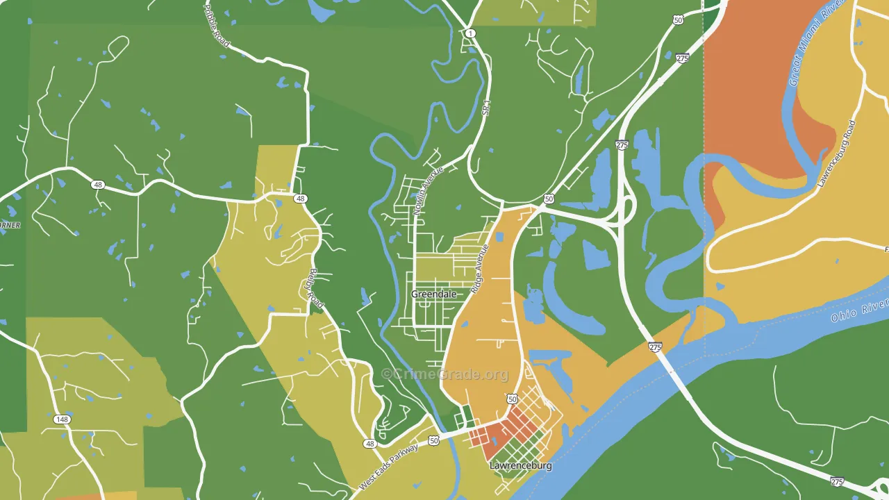Greendale, IN Map of Murder Rates