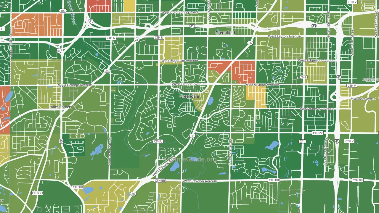 Greendale, WI Map of Murder Rates