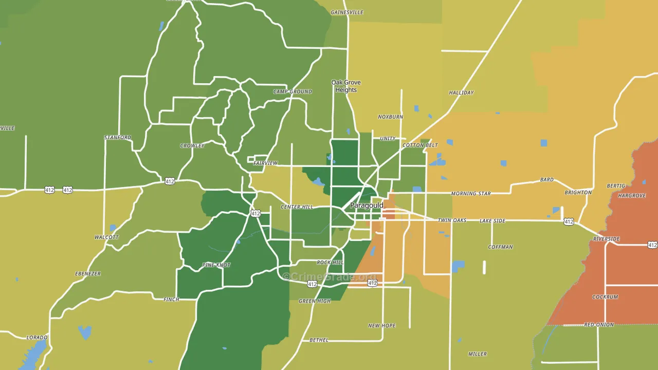 Greene County, AR Map of Murder Rates