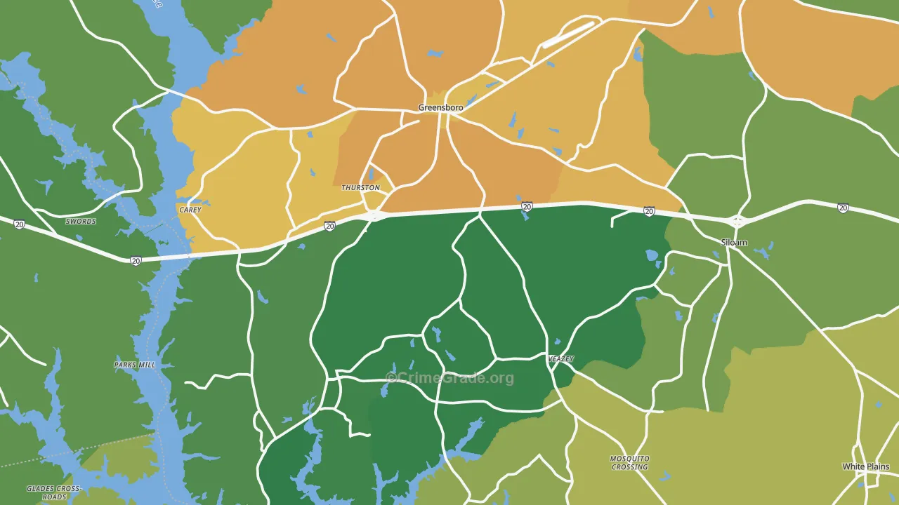 Greene County, GA Map of Murder Rates