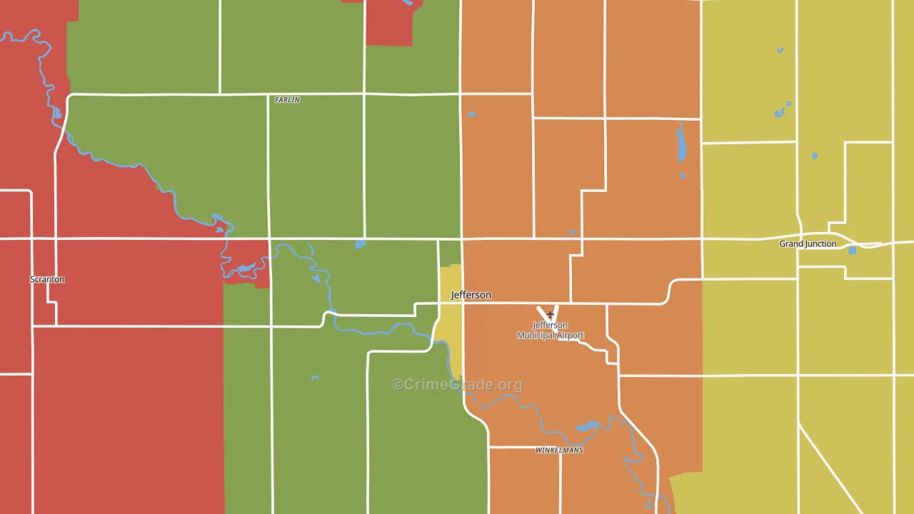 Greene County, IA Map of Murder Rates