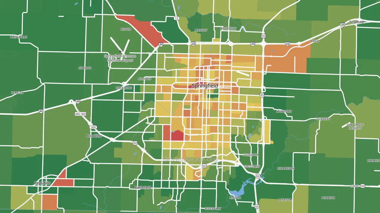 Greene County, MO Map of Murder Rates
