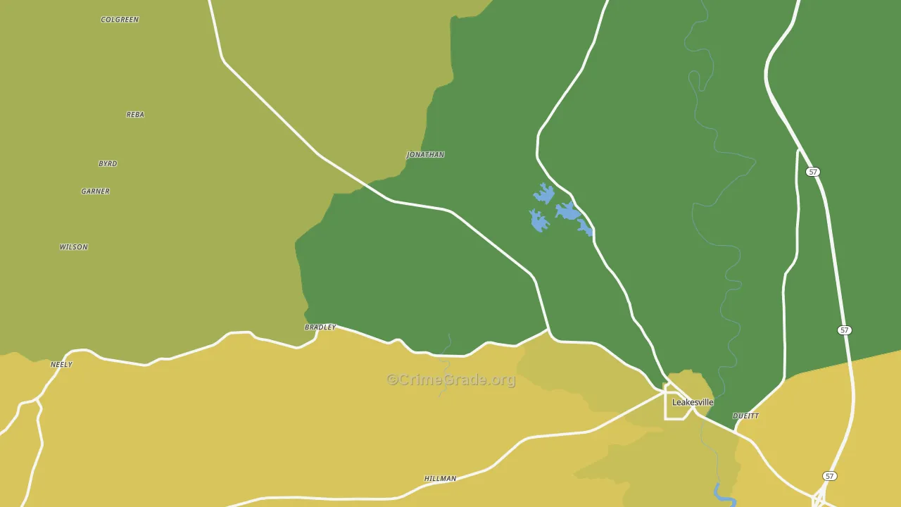 Greene County, MS Map of Murder Rates
