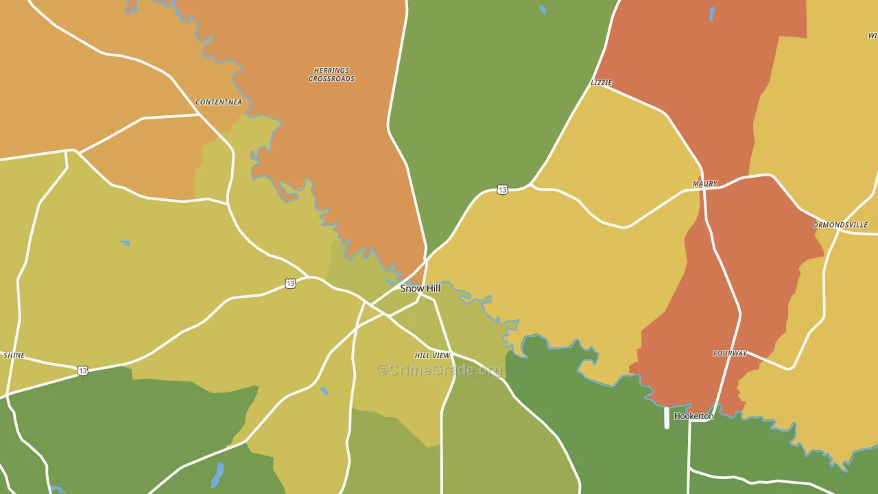 Greene County, NC Map of Murder Rates