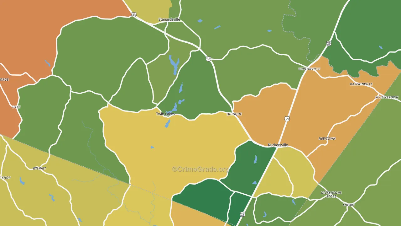 Greene County, VA Map of Murder Rates