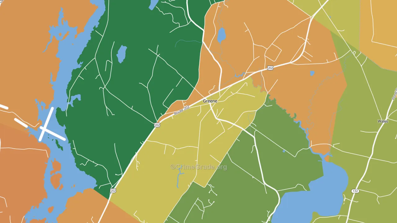 Greene, ME Map of Murder Rates