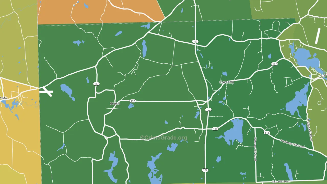 Greene, RI Map of Murder Rates