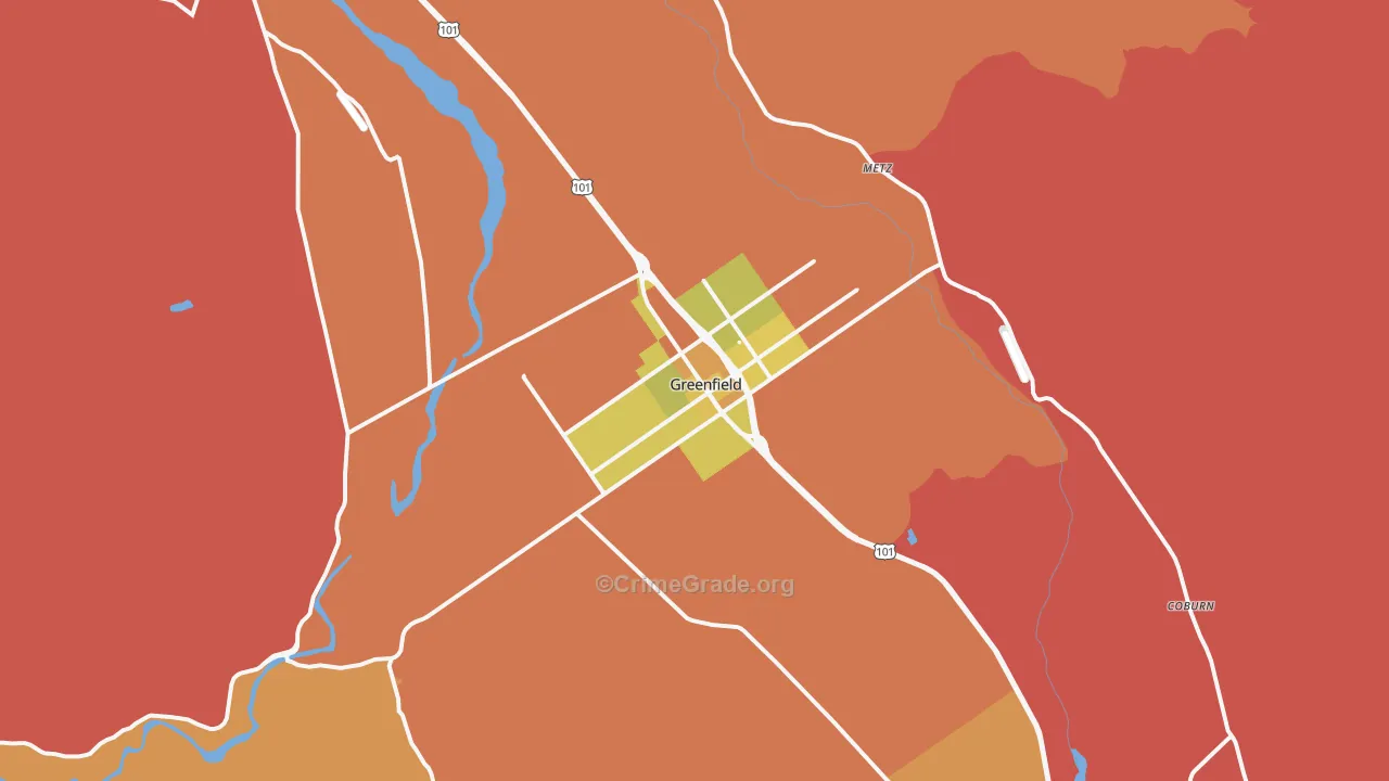 Greenfield, CA Map of Murder Rates