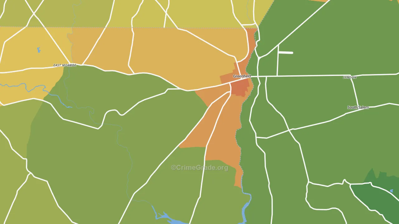 Greenfield, OH Map of Murder Rates