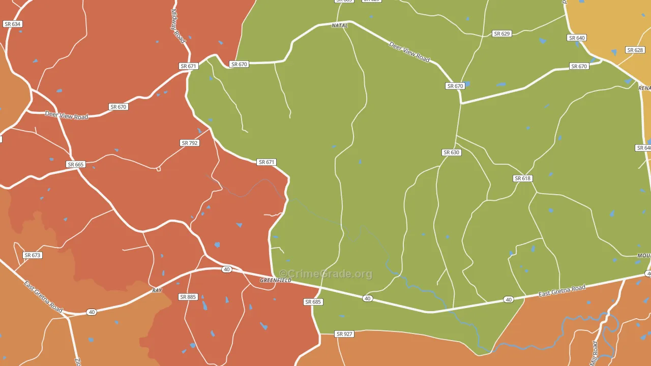 Greenfield, VA Map of Murder Rates