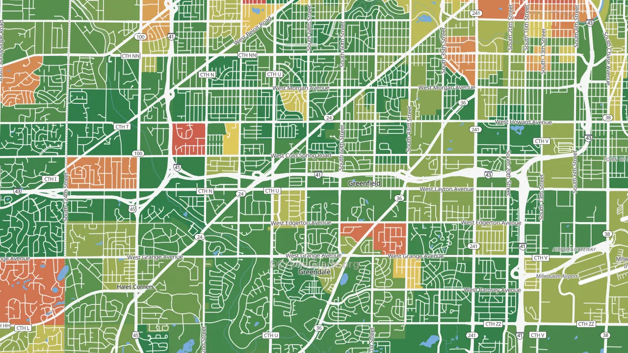 Greenfield, WI Map of Murder Rates