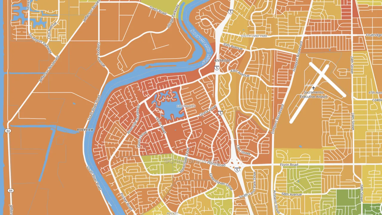 Greenhaven, Sacramento, CA Map of Murder Rates