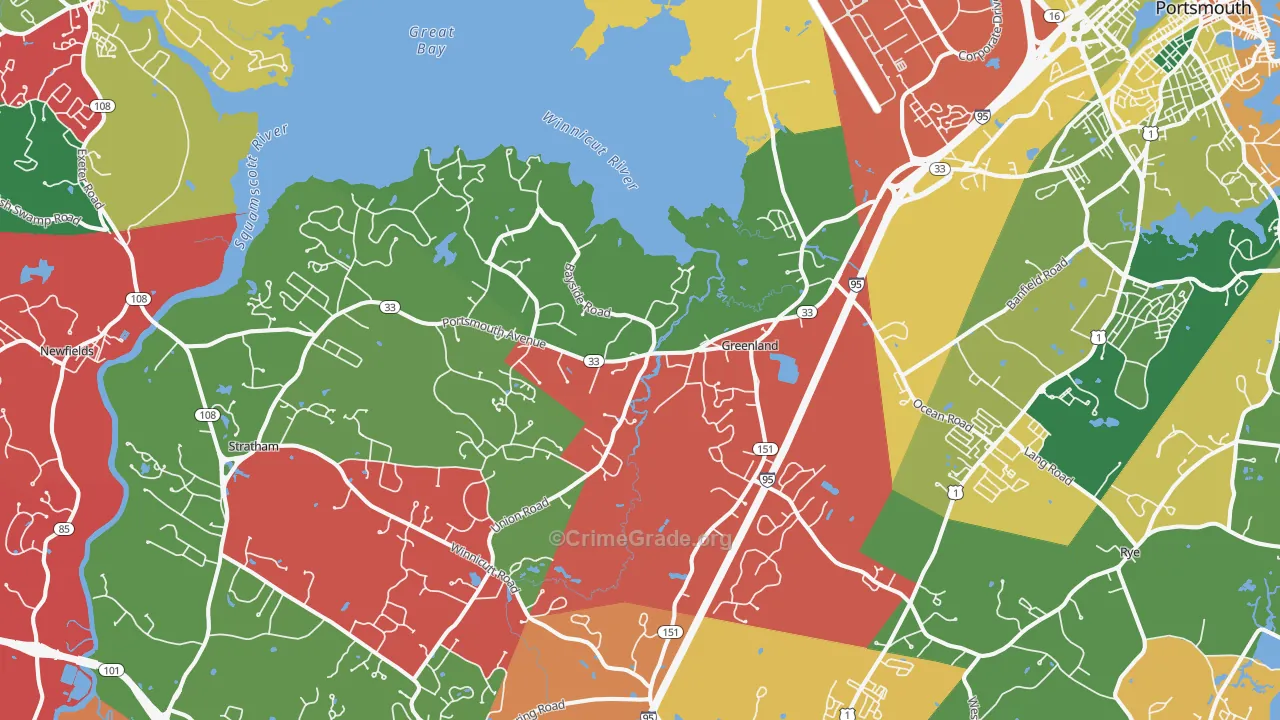 Greenland, NH Map of Murder Rates