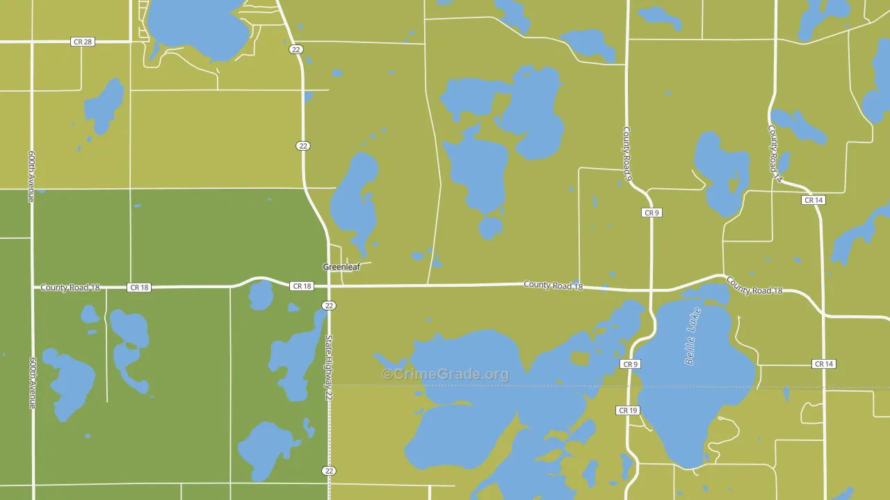 Greenleaf, MN Map of Murder Rates