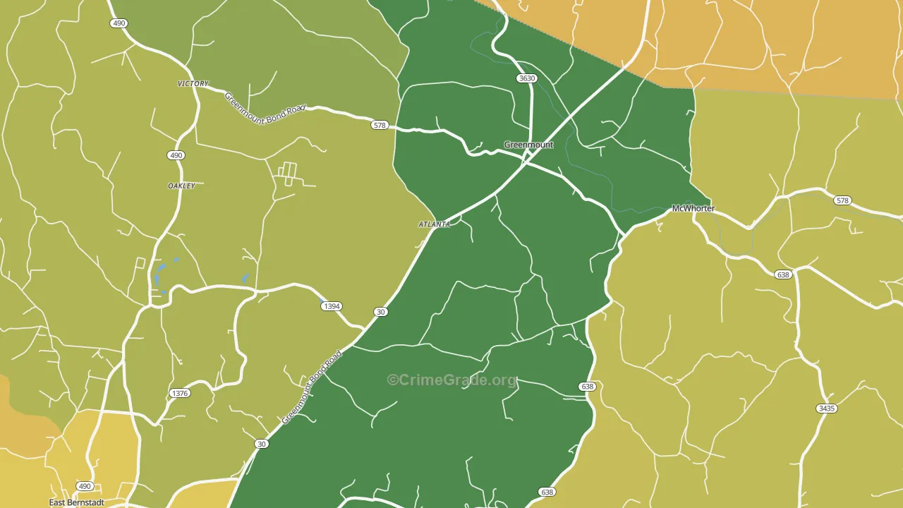 Greenmount, KY Map of Murder Rates