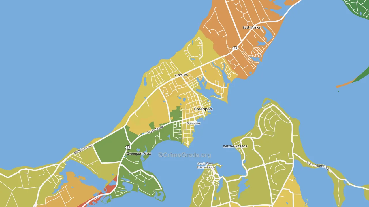 Greenport, NY Map of Murder Rates
