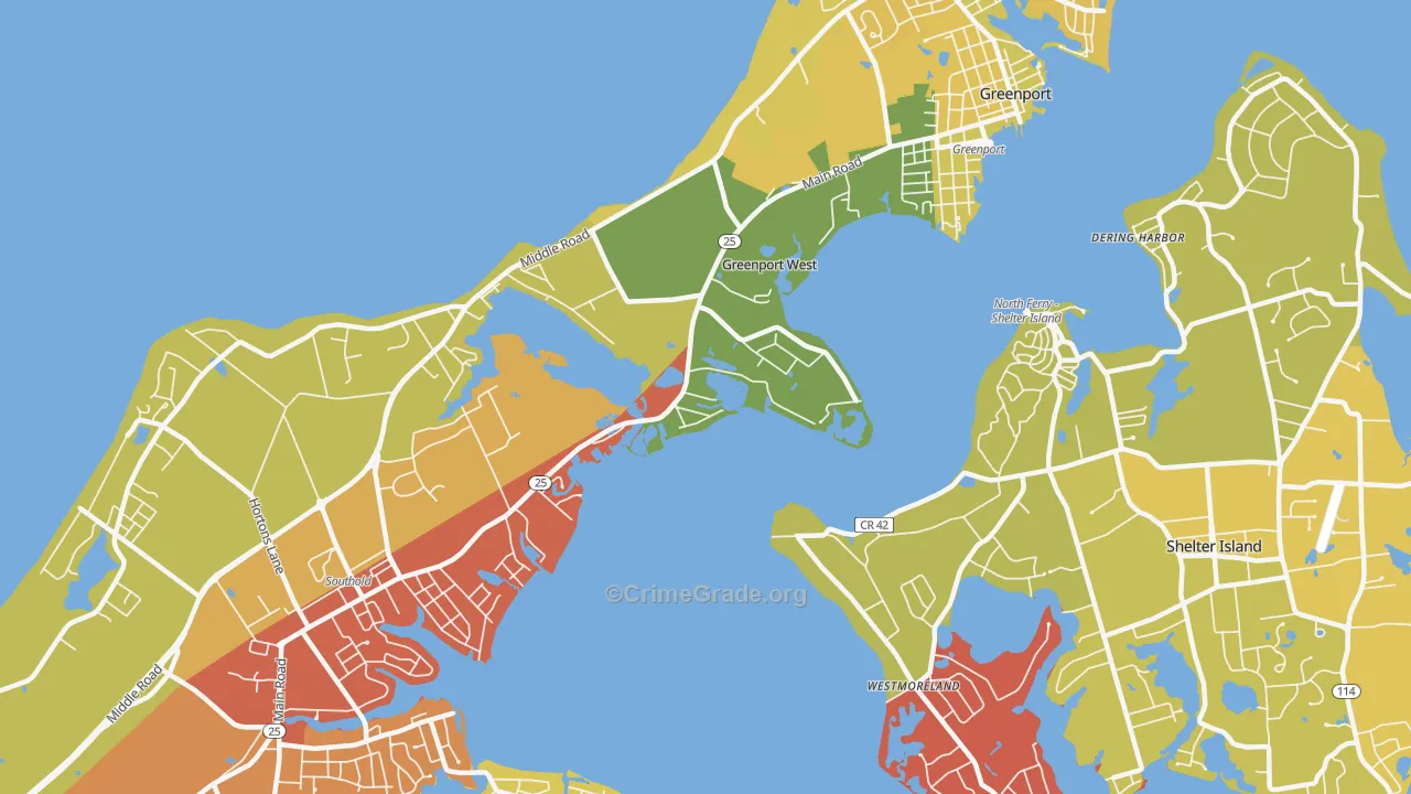 Greenport West, NY Map of Murder Rates