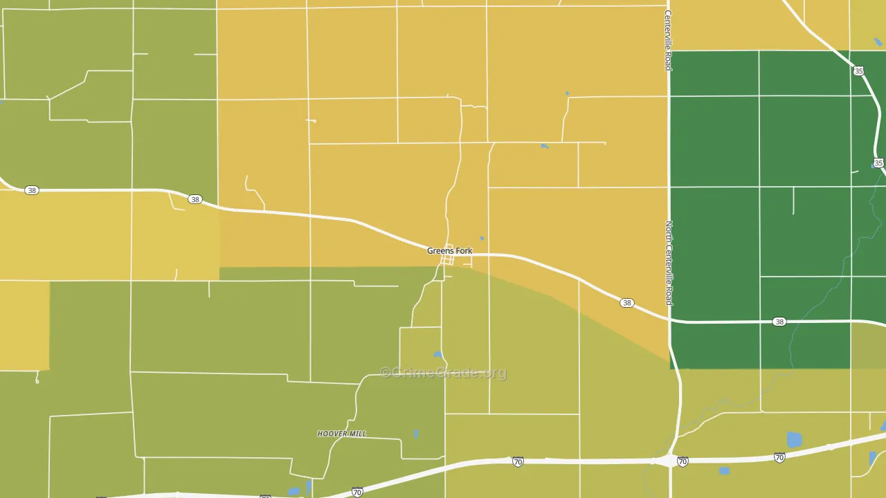 Greens Fork, IN Map of Murder Rates