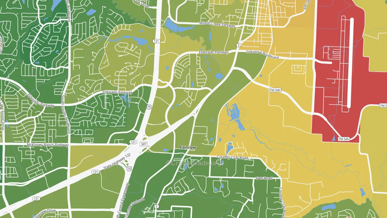 Greens of McKinney, McKinney, TX Map of Murder Rates