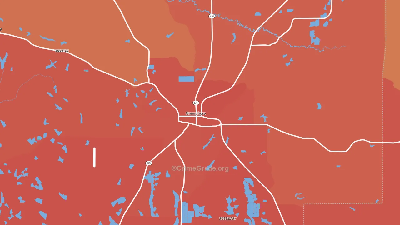 Greensboro, AL Map of Murder Rates