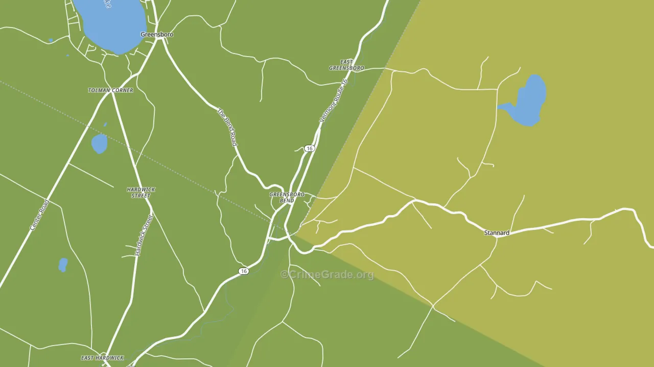 Greensboro Bend, VT Map of Murder Rates