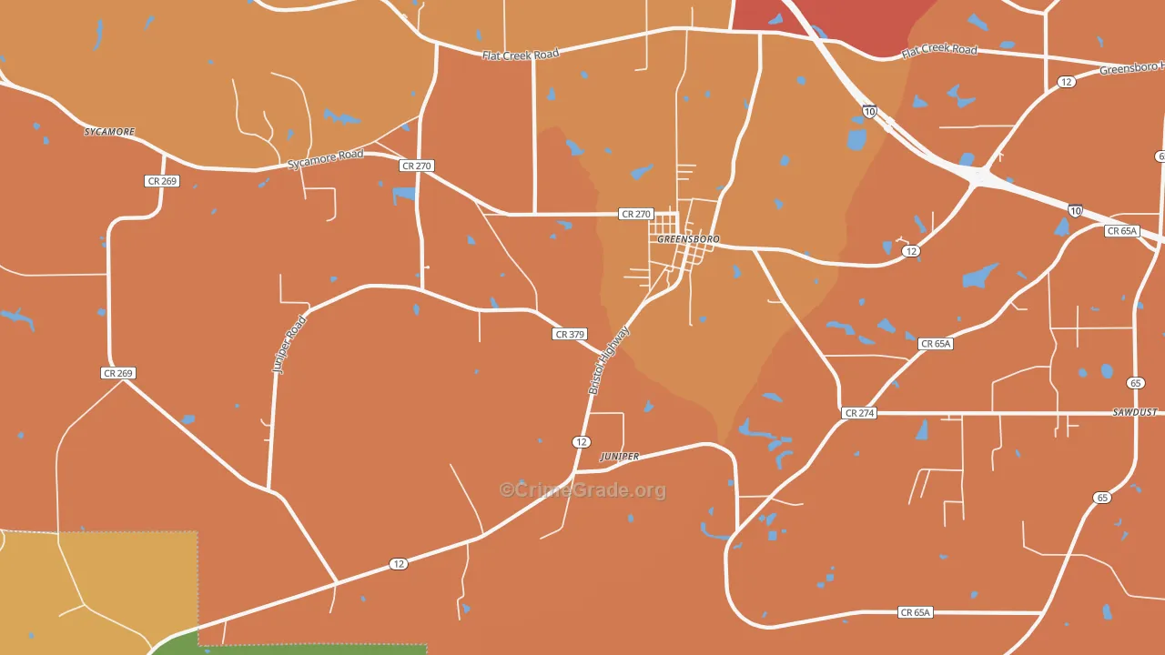 Greensboro, FL Map of Murder Rates