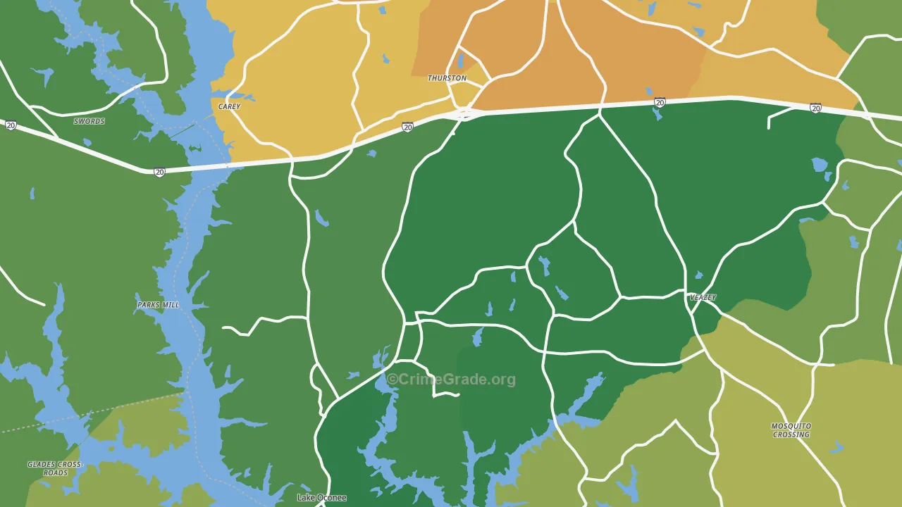 Greensboro, GA Map of Murder Rates