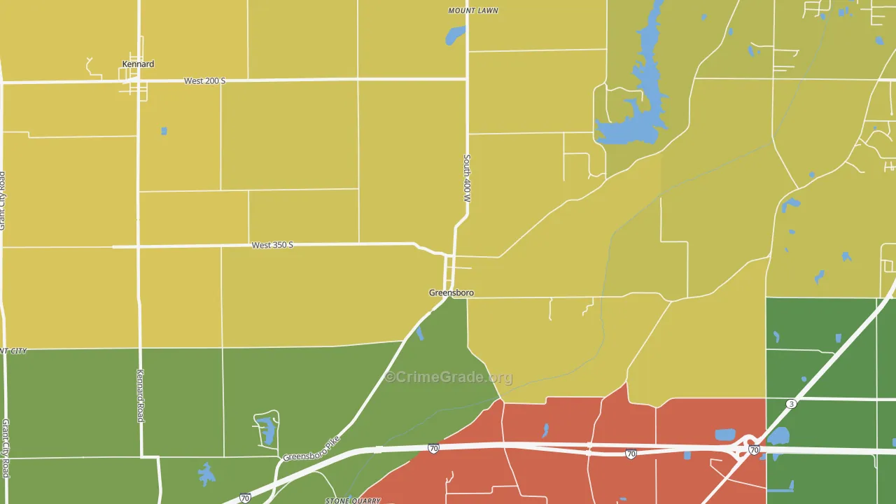 Greensboro, IN Map of Murder Rates