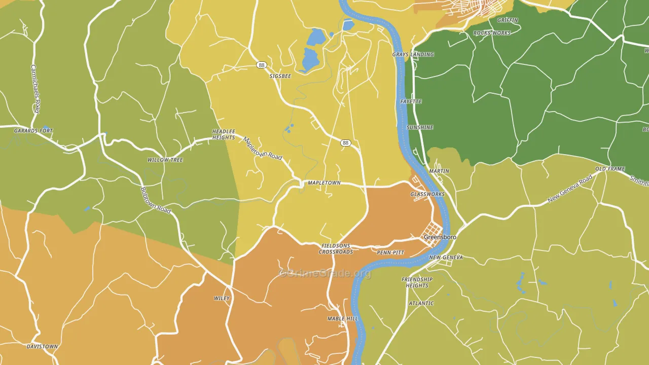 Greensboro, PA Map of Murder Rates