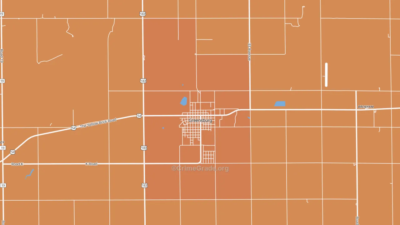 Greensburg, KS Map of Murder Rates