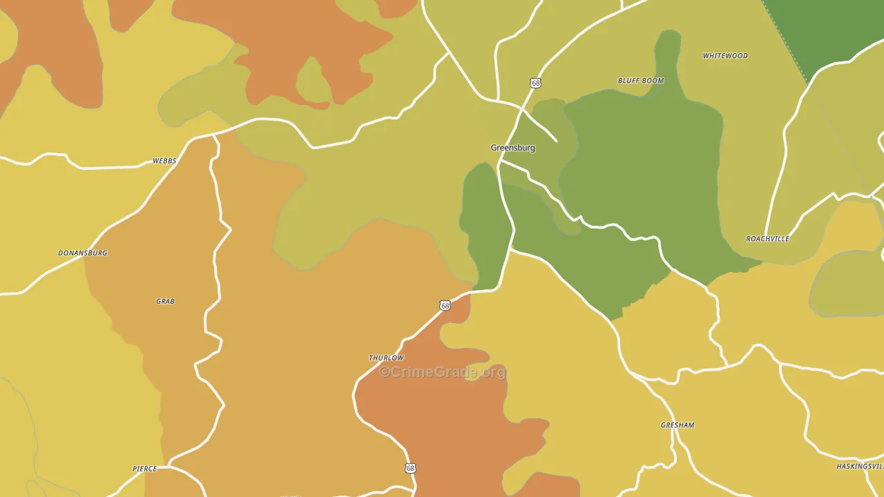 Greensburg, KY Map of Murder Rates