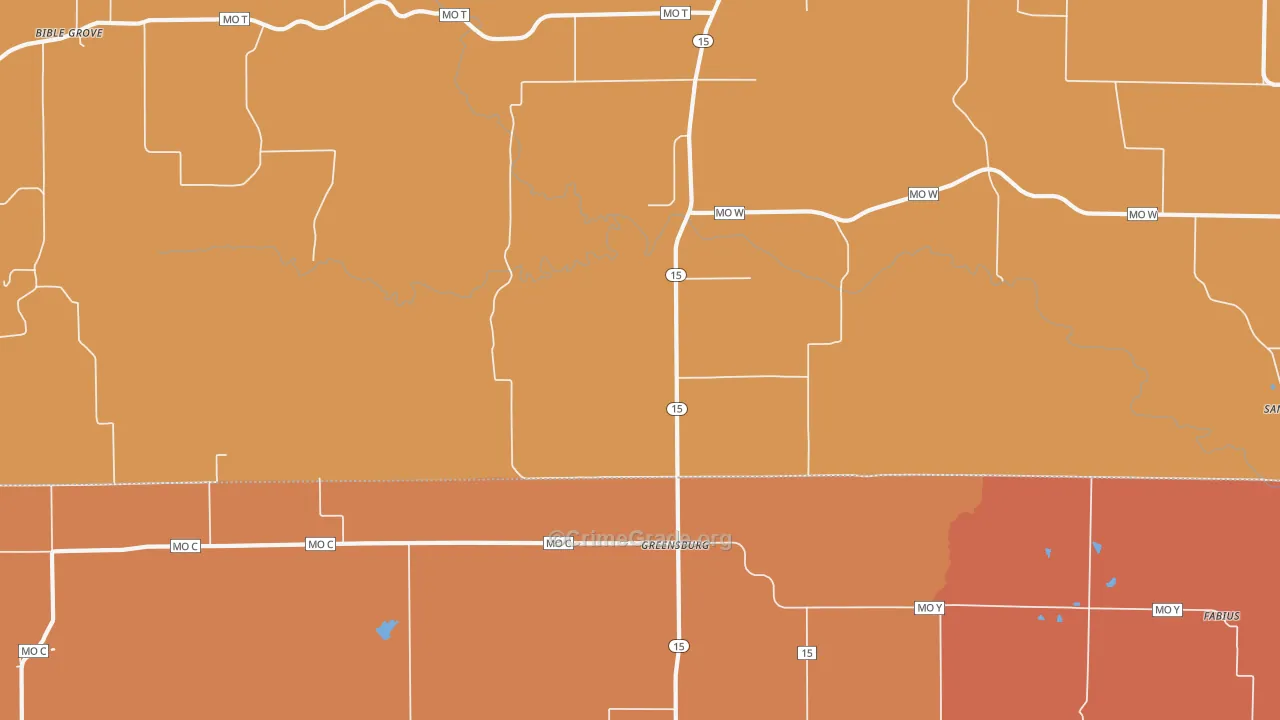 Greensburg, MO Map of Murder Rates