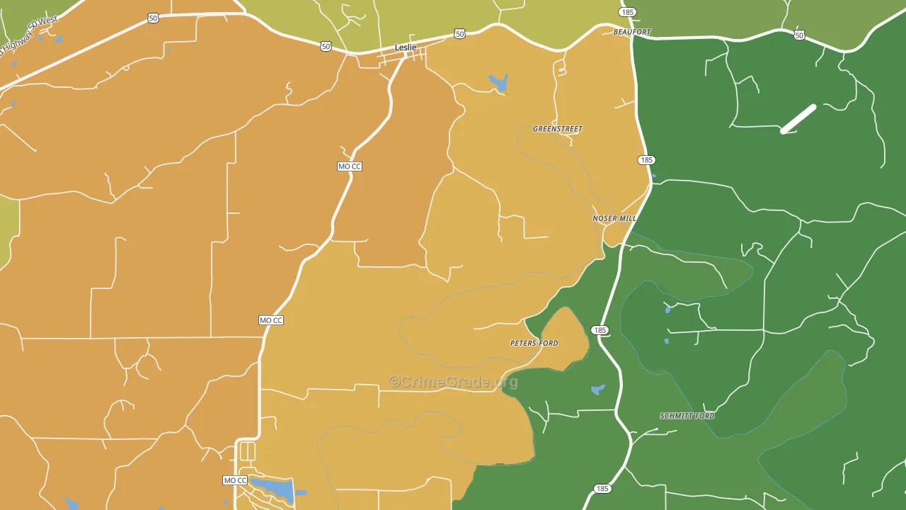 Greenstreet, MO Map of Murder Rates