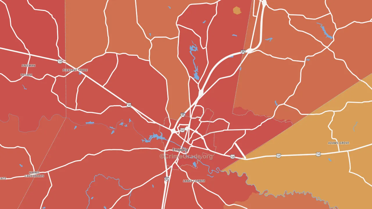 Greensville County, VA Map of Murder Rates
